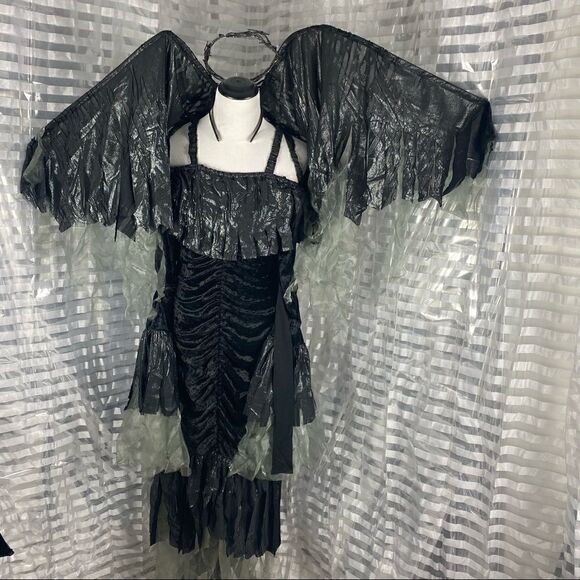 Gothic Dark Fallen Angel Fancy Dress Costume - Picture 1 of 9
